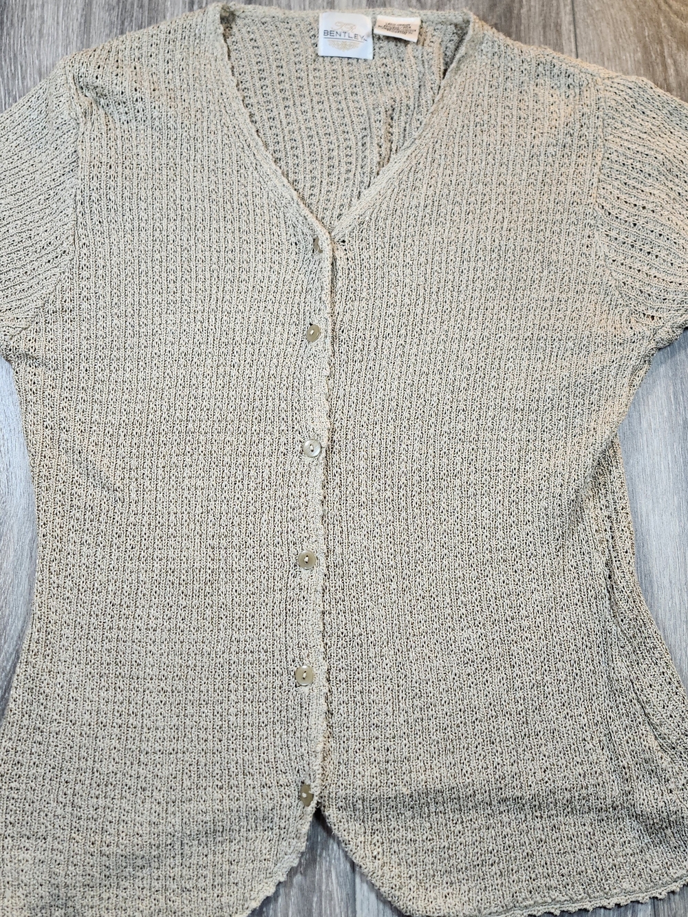 TR Bentley Cream 65% Silk Knit Button-Front Women's Sweater